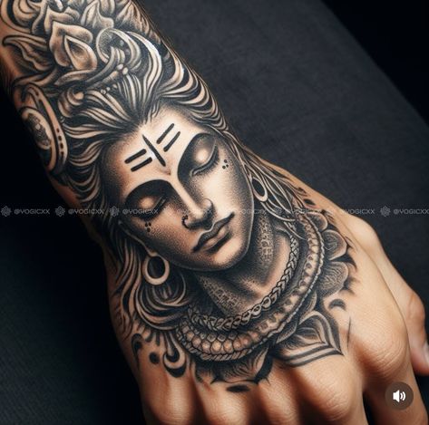 Ganesh Hand Tattoo, Best Shiva Tattoos For Men, Indian Hand Tattoo Men, Indian God Tattoos For Men, Lord Shiva Hand Tattoo, Shiv Tatoos Men, Bholenath Tattoo On Hand, Shiva Hand Tattoo, Indian Hand Tattoo