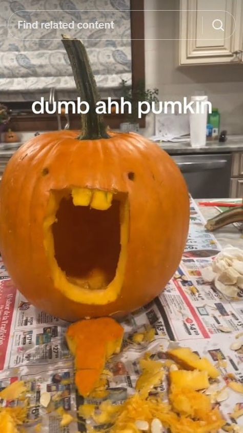 What Is The 'Dumb Ahh Pumpkin' Meme On TikTok? Pumpkin Meme, Goofy Ahh Memes, Spirit Halloween Costumes, Pumpkin Display, Barista Fashion, Spongebob Funny, Pumpkin Stem, Funny Pumpkins, Goofy Ahh