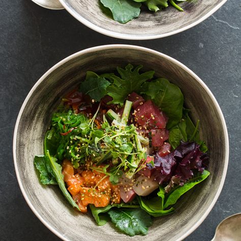 rice bowl with gochujang dressing - butternut squash, carrots, tofu, broccoli, bell peppers, snap peas, green beans, onion Korean Salad, Sashimi Salad, Dessert Chef, Spoon Fork Bacon, Spicy Korean, Best Salad Recipes, Spoon Fork, Sushi Rolls, Tempura