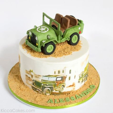 Jeep Cake Ideas, Jeep Ika, Jeep Cake, Cars Cake Design, Rose Buttercream, Army Jeep, Safari Cake, Birthday Wishes For Kids, Baby First Birthday Cake