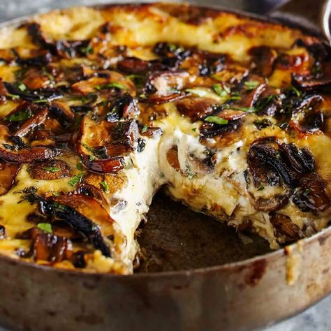 Mushroom lasagne Recipe | Home Beautiful Veganuary Recipes, Mushroom Lasagne, Meatless Entrees, Lasagna Recipes, Lasagne Recipes, Cooking Cream, Porcini Mushrooms, Savoury Baking, Lasagna Recipe