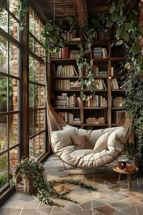 Tiny House Sitting Area, Tiny Home Office Ideas, Small Home Library Design, Iving Room, Dream Patio, Dream Bedroom Inspiration, Outdoor Patios, Outdoor Patio Ideas, Bedroom Patio