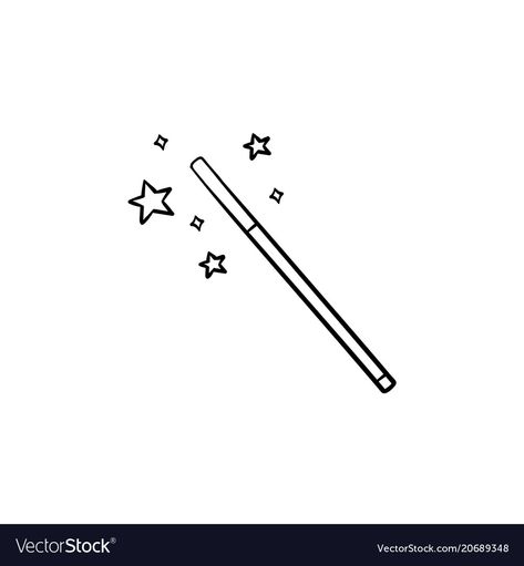 Magic Wand Doodle, Magic Stick Drawing, Magic Stick Tattoo, Wand Drawings, Magic Wand Drawing, Magic Wand Tattoo, Magic Wand Art, Magic Wand Illustration, Magic Doodles