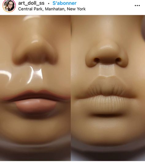 Blythe Lips Carving, Custom Blythe Dolls, Blythe Face, Doll Lips, Pullip Custom, American Girl Doll Hairstyles, Polymer Clay Doll, Doll Face Paint, Sculpting Tutorials