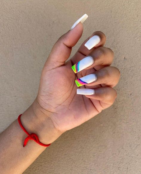 Top 30 Beautiful Rainbow Nail Design Ideas 2022 31 Rainbow Nail Art Designs Simple, White Rainbow Nails, Tips Nails Design, Flag Nail Art, Rainbow Manicure, Rainbow Tips, Nail Art Designs Simple, Rainbow Nail Art Designs, Manicure Images