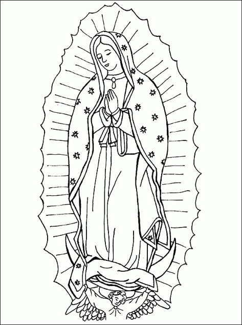 Download or print this amazing coloring page: Virgen De Guadalupe Coloring Page Our Lady Of Guadalupe Coloring Page, Religion Activities, Blessed Tattoos, Saint Coloring, Catholic Crafts, Virgin Of Guadalupe, Catholic Kids, Immaculate Conception, Our Lady Of Guadalupe