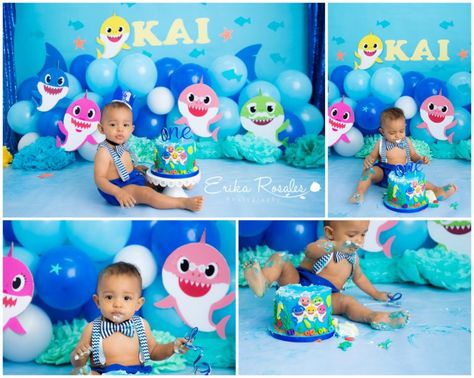 Baby Shark Cake Smash – Baby Photographer The Bronx Studio | Erika Rosales New York Photo Studio | Family Portrait Studio in Bronx NY Baby Shark 1st Birthday Boy, Family Portrait Studio, Shark Birthday Cakes, Boys First Birthday Cake, Shark Themed Party, Baby Birthday Photoshoot, Shark Themed Birthday Party, Boys First Birthday Party Ideas, Baby Boy 1st Birthday Party