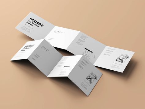 5 Free 4-Fold Accordion Brochure Mockup PSD Set - Good Mockups Accordion Fold Brochure, 4 Fold Brochure Design, Accordion Brochure, Folder Design Inspiration, Folded Brochure, Brochure Mockup Free, Accordian Book, Pamphlet Design, Accordion Book