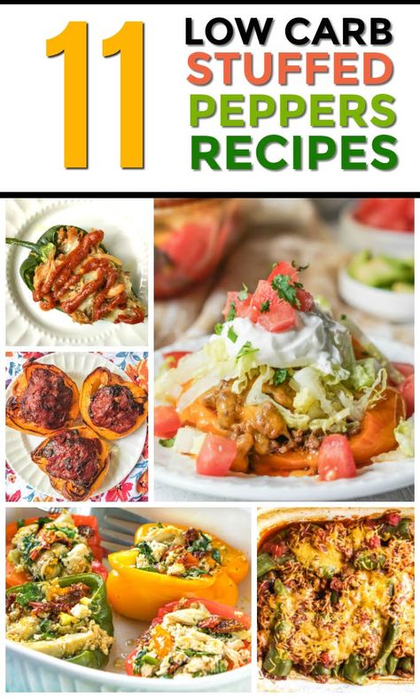 11 Low Carb Stuffed Pepper Recipes - easy, tasty keto pepper recipes for easy weeknight dinners. #lowcarbrecipes #stuffedpeppers #easyrecipes #dinnerideas #ketorecipes #chiles #poblanos #healthydinnerideas Stuffed Pepper Recipes, Breakfast Peppers, Diet Lunch Ideas, Low Carb Stuffed Peppers, Low Carb Soup Recipes, Pepper Recipes, House Guests, Stuffed Pepper, Keto Dinners