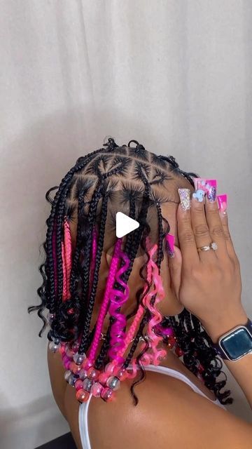 Bob Box Braids Styles Shoulder Length, Bob Box Braids Styles, Black Box Braids, Box Braids Styling, Pink And Brown, Boho Braids, Braid Styles, Box Braids, Shoulder Length