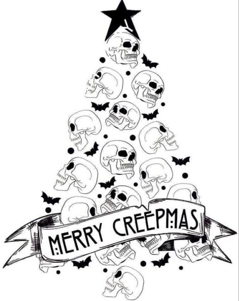 Christmas Tattoo Drawings, Christmas Skeleton Svg, Spooky Christmas Svg, Gothic Cricut Projects, Christmas Horror Art, Merry Gothmas, Merry Creepmas, Handwriting Logo, Scary Christmas