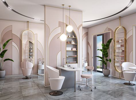 Beauty Salon, Version 1, Odesa. :: Behance Beauty Salon Interior Design, Salon Mirrors, Interior Design Dubai, Spa Interior, Beauty Salon Design, Beauty Salon Interior, Beauty Salon Decor, Salon Interior Design, Store Design Interior