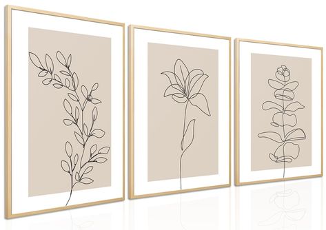 Neutral Botanical Poster Wall Art Set of 3 Flower Minimalist Abstract Botanical Painting Prints Beige Leaf Plant Wall Decor Boho Floral Canvas Line Artwork for Bathroom Bedroom,Living Room 16x24 In Artwork For Bathroom, Living Room Oil Painting, Abstract Wall Art Living Room, Printable Wall Art Living Room, Flower Minimalist, Urban Wall Art, Bathroom Artwork, Plant Wall Decor, Wall Decor Boho