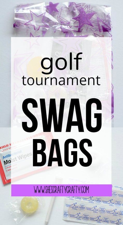 What to put in swag bags for a golf tournament Golf Swag Bag Ideas, Golf Swag Bags, Golf Tournament Ideas Fundraising, Golf Outing Gifts, Golf Giveaways, Golf Tournament Ideas, Golf Tournament Prizes, Golf Tournament Gifts, Golf Fundraiser