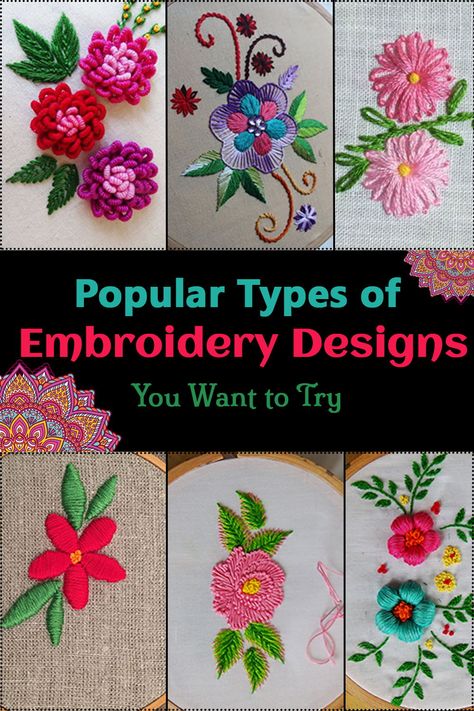 There are certain types of Embroidery Design. There are the basic embroidery designs that you can do using a machine and the embroidery designs by hand. But the most popular embroidery designs use types of embroidery that aren't as simple as just using a machine to get what you want. In this board, we'll discuss about #embroiderytypes #embroiderydesignsbyhandpattern #embroiderydesigns  #embroiderydesignpattern Embroidery Stitches Beginner, Embroidery Works, Floral Embroidery Patterns, Basic Embroidery Stitches, Embroidery Stitches Tutorial, Types Of Embroidery, Embroidery Patterns Vintage, Simple Embroidery, Embroidery Patterns Free