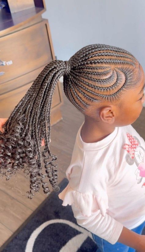 Cute Little Black Girls Braid Hairstyles, Kid Styles Braids, Kids Braid Hairstyles Black, Toddler Girl Braided Hairstyles Black, Braided Styles With Beads, Braids No Hair Added, Hairstyles Kids Black, Lemonade Braids Kids, Kid Braid Styles With Beads