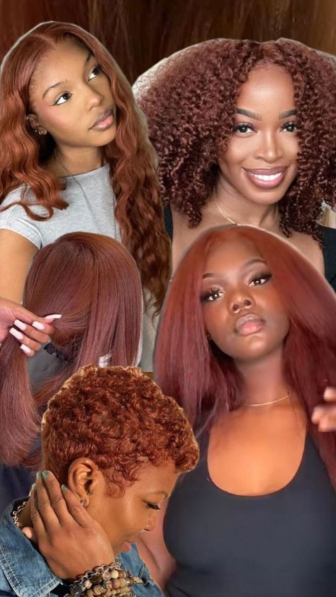 hair color inspiration auburn reddish brown copper cinnamon Copper Reddish Brown Hair, Hair Color Ginger Brown, Copper Brown Black Women, Dark Ginger Natural Hair, Black Women Auburn Hair, Copper Red And Blonde Hair, Cinnamon Adore Hair Color, Gingerish Brown Hair, Auburn Hair Color Black Women