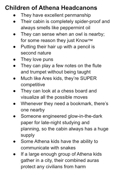 Annabeth Chase As A Goddess, Percy Jackson Gods And Goddesses, Quest Ideas Pjo, Head Cannons Percy Jackson, Percy Jackson Shifting Script, Children Of Athena Aesthetic, Percy Jackson Cabin Headcanons, Children Of Athena Headcanon, Athena Cabin Aesthetic