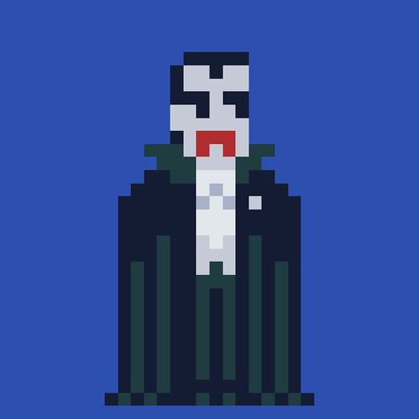 Ivan Dixon, 'Count Dracula.' 32x32 Pixel Art Characters, Pixel Horror Art, Vampire Pixel Art, Bat Gif Pixel, Dracula Cross Stitch, 8 Bit Horror Game, Vampire Dracula, Elf Names, Count Dracula