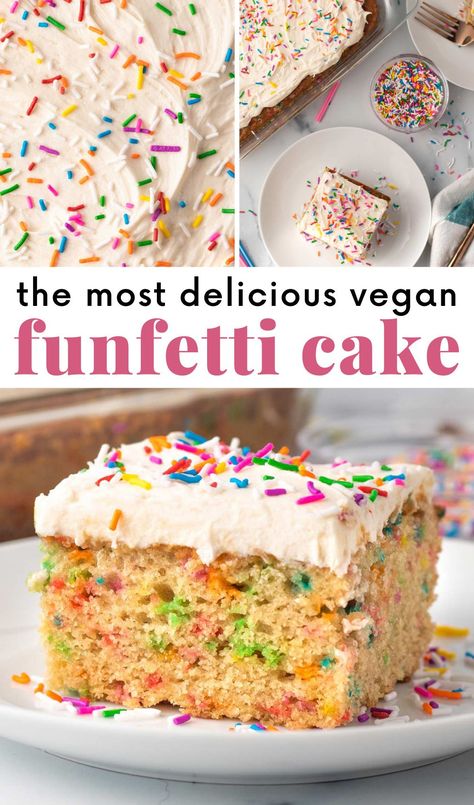 Moist Birthday Cake Recipe, Moist Birthday Cake, Birthday Cake With Rainbow, Cake With Rainbow Sprinkles, Vegan Funfetti Cake, Vanilla Frosting For Cupcakes, Cake With Rainbow, Cake With Sprinkles, Vegan Vanilla Cupcakes