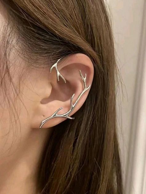 1 Pair Geometric Deer Antler Ear Drop EarringsI discovered amazing products on SHEIN.com, come check them out! Weird Accessories, Ear Wraps, Antler Earrings, Elf Ear Cuff, Crawler Earrings, Ear Cuff Jewelry, Ear Crawler, Ear Crawler Earrings, Silver Ear Cuff