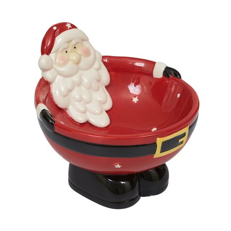 Santa Belly Bowl - DII Design Imports Santa Candy, Holiday Candy, Santa Clause, Candy Bowl, Decorative Bowl, Holiday Decor Christmas, Christmas Candy, Hand Painted Ceramics, The Holiday Aisle