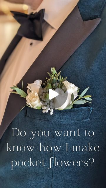 Rebecca Hobbs Floral Design |Cotswold Florist on Instagram: "The latest trend for the guys, pocket flowers! A simple fool proof way to wear flowers. See how I make mine, easy and practical. Save for later 

Thank you to @weddingcreationsuk for the cover image 

#pocketflowers #velvetdinnerjacket #mensflowers #weddingflowers #floristtutotial #flowerschool

Cotswolds
Barn wedding
Spring flowers" Groomsmen Flowers In Pocket, Diy Flower Boutonniere, Cool Boutineer Ideas, How To Make A Pocket Boutonniere Diy, Grooms Pocket Flower, Wedding Boutonniere Ideas, Making Boutineers Diy, How To Make Wedding Boutineers, Pocket Flowers Groom Diy