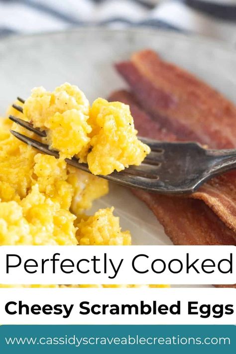 Learn how to make soft, perfectly cooked keto scrambled eggs with cheese that aren't watery or overcooked and dry! Perfect Scrambled Eggs With Cheese, Keto Scrambled Eggs, Soft Eggs Scrambled, Keto Scrambled Eggs With Heavy Cream, Making Scrambled Eggs Ahead Of Time, Healthy Low Carb Breakfast, Cheesy Scrambled Eggs, Best Keto Breakfast, Scrambled Eggs With Cheese