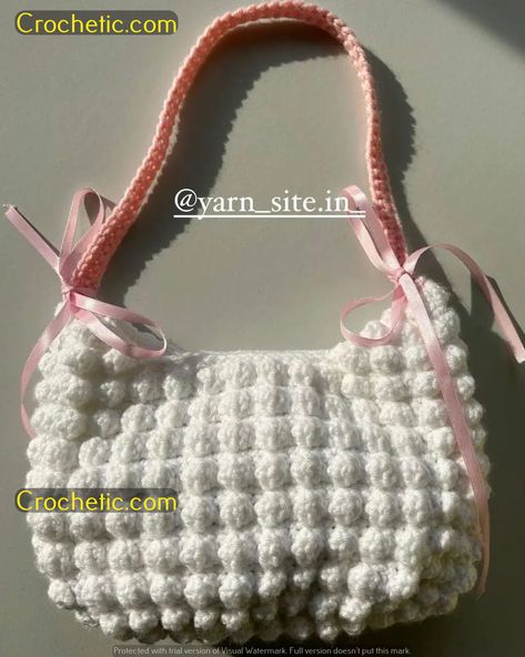 "Crochet Patterns for Stylish Home Accents – Free"Free Crochet Patterns for Adorable Baby Mittens" Popcorn Stitch Crochet Bag, Crochet Popcorn Bag, Popcorn Crochet Stitch, Crochet Hand Purse, Hand Bag Crochet, Crochet Booth, Popcorn Crochet, Popcorn Stitch Crochet, Crochet Small Bag