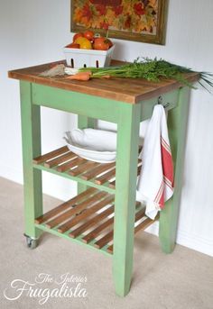 IKEA Butcher Block Cart/Island Ikea Butcher Block Island, Ikea Kitchen Trolley, Butcher Block Cart, Ikea Kitchen Cart, Butcher Block Ideas, Ikea Butcher Block, Furniture Repurposing, Ikea Bekvam, Kitchen Island Makeover