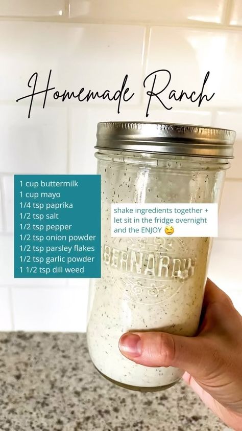 Buttermilk Ranch Recipe, Everything Homemade, Home Made Ranch, Ranch Dressing Recipes, Best Homemade Ranch Dressing, Dill Ranch Dressing, Easy Homemade Ranch, Healthy Homemade Ranch Dressing, Homemade Buttermilk Ranch Dressing