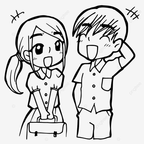 Chibi Talking To Each Other, Comic Cartoon Drawing, Characters For Comics, Two People Talking Drawing Easy, Classroom With Students Drawing, Anime Person Drawing, Student Drawing Easy, Comic Template With Characters, Two Girls Talking Drawing