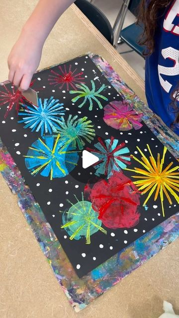 179K views · 5.2K likes | Katie Allain 🎨 on Instagram: "Putting together a process guide with instructions, mark making techniques, tips and tricks for this firework painting activity. If you’re interested in the guide let me know here and I can send you a direct link when it becomes available. *Edit* Guide is now available! 🥳 🩷❤️🧡💛💚🩵💙💜" Firework Art For Kids, Mark Making Techniques, Firework Painting, Painting Activities, Education Kindergarten, Year 1, Mark Making, Put Together, 1st Grade