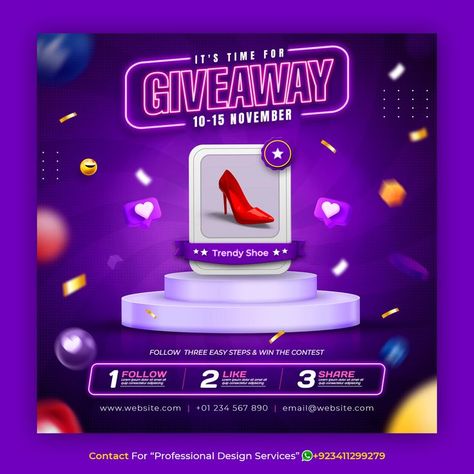 Social Media Contest Design, Social Media Competition Ideas, Facebook Giveaway Post Ideas, Giveaway Poster Instagram, Award Social Media Post Design, Giveaway Poster Design Ideas, Winner Social Media Post, Giveaway Flyer Design, Giveaway Winners Graphic