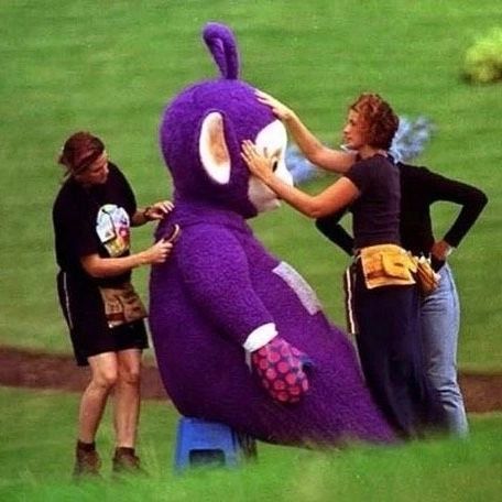 History Cool Kids on Instagram: "Behind the scenes from the British television show, Telletubbies, which originally aired from 1997 to 2001. In real life, the Telletubbies were actually very tall. The oldest, purple Teletubby, Tinky Winky, stood at 10 feet tall (305 cm). The red Teletubby, Po, was 6 feet 6 (198 cm) inches tall. The yellow Teletubby, Laa-Laa, was 6 feet 5 inches (196 cm). The green Teletubby, Dipsy, was 8 feet (244 cm).⁣ The show was filmed on an incredibly large set to create Yellow Teletubby, Tinky Winky, B Words, British Tv, Machine Learning Models, Television Show, Cool Kids, Behind The Scenes, Real Life