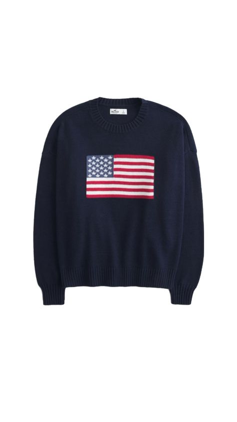 Wardrobe essentials Flag Sweater, American Flag Sweater, Wardrobe Essentials, Crew Neck Sweater, Neck Sweater, Hollister, American Flag, Flag, Crew Neck