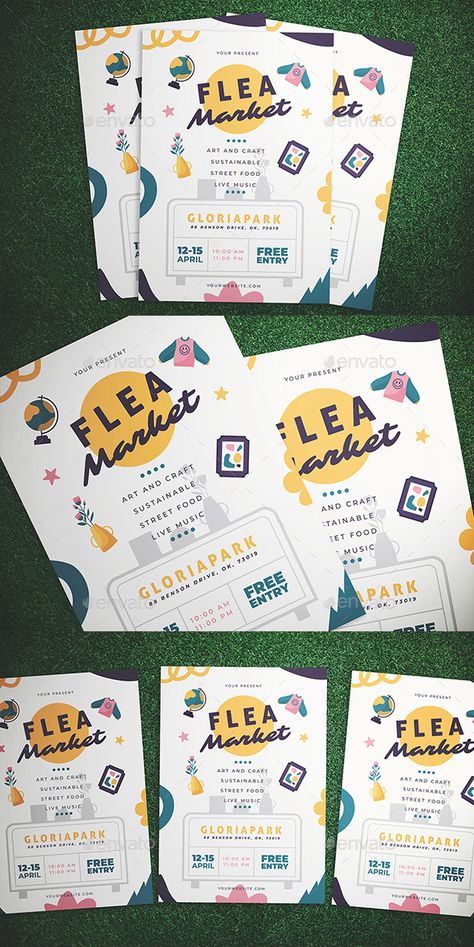 Flea Market Flyer Flea Market Flyer, Food Street, Flea Market, Flyer Template, Arts And Crafts, Marketing, Art