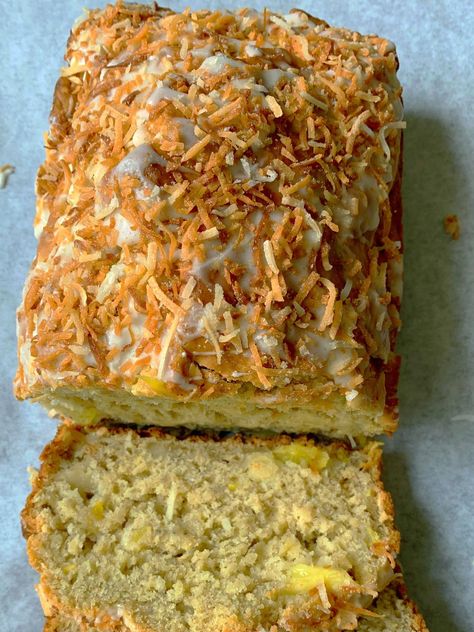 Piña Colada Banana Bread Pina Colada Banana Bread, Pina Colada Bread Recipe, Pineapple Coconut Bread, Breaking Bread, Dough Recipes, Ww Desserts, Burger And Fries, Bake Sale, Secret Recipe