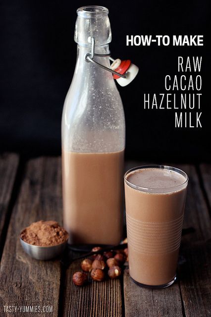 How-to Make Raw Cacao Hazelnut Milk (aka Nutella Milk) by Tasty Yummies Nutella Milk, Nut Milk Recipe, Cacao Recipes, Hazelnut Milk, Vegan Drinks, Vegan Milk, Vegetable Drinks, Raw Cacao, Nut Milk