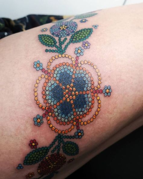 Metis Tattoo Ideas, Metis Tattoo, Metis Tattoos, Beadwork Tattoo, Indigenous Tattoo, Native Beauty, Native Beading, Tree Tattoo Designs, Style Tattoo