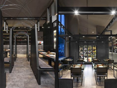 Umo Japanese restaurant at Hotel Catalonia by Estudi Josep Cortina, Barcelona   Spain restaurant Spain Restaurant, Sushi Bar Design, Barcelona Spain Hotel, Japanese Restaurant Interior, Spain Hotels, False Ceiling Living Room, Small Cafe Design, Cool Restaurant, Cafe Bistro