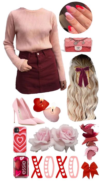 Valentine’s Day’s Outfit, Vintage Valentine Outfit, Valentines Date Outfit Casual, Valentines Themed Outfit, V Day Outfit Valentines, Valintens Day Outfit Ideas, Valentines Day Dance Outfit, Outfit Ideas Valentines Day, Valentine's Outfits For Women