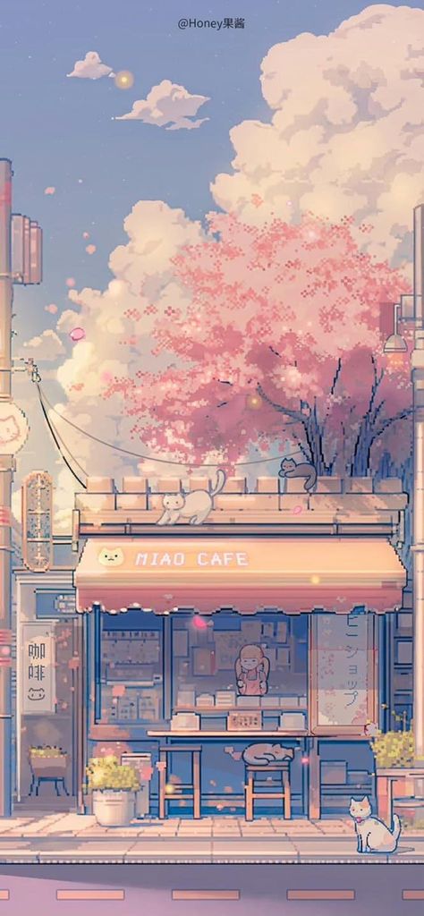 Imaginary Slice Of Life, Japanese Cafe Aesthetic Wallpaper, Anime Backrounds Aestetic Wallpaper, Pixel Art Wallpaper Aesthetic, Ipad Backgrounds, Background Anime, Japanese City, Anime Scenes, Handy Wallpaper