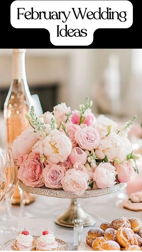 charming February wedding idea Winter Reception Ideas, Valentine’s Day Theme Wedding, February Wedding Ideas, February Wedding Flowers, Rose Themed Wedding, Winter Reception, Wedding February, Weddings On A Budget, Rose Wedding Theme