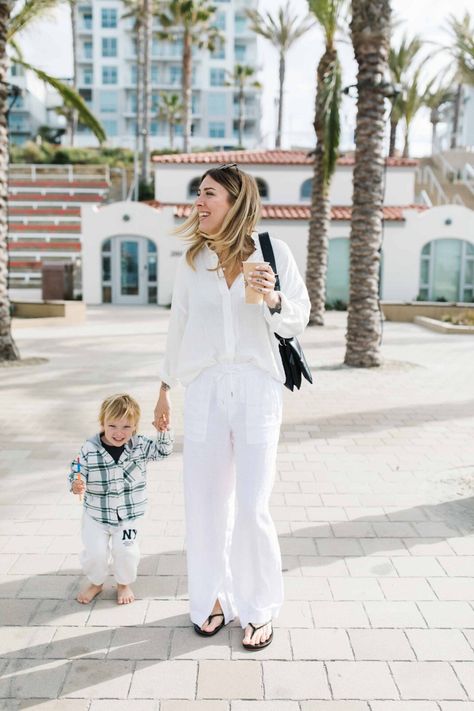 Wide Leg Linen Pants Outfit, Maternity Pants Outfit, Linen Maternity, Mom Edit, Linen Pants Outfit, White Wide Leg Pants, White Linen Pants, Linen Pant, White Trousers