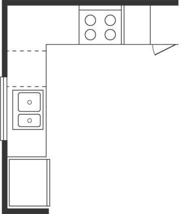 Not crazy about my L shaped kitchen but can make it functional with BHG ideas//L-Shaped Kitchen Island Layout, Kitchen Layout Ideas With Island, Kitchen Island With Cooktop, Kitchen Layouts With Island, Kitchen Floor Plan, Kitchen Island With Sink, Sink In Island, Small Kitchen Layouts, Kitchen Floor Plans