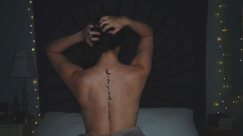 "i love you to the moon and back" spine tattoo I Love You To The Moon And Back Spine Tattoo, Back Spine Tattoo, Couples Tattoos, Spine Tattoos For Women, Awesome Tattoos, Spine Tattoo, Spine Tattoos, Sister Tattoos, Tat Ideas