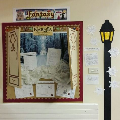 Narnia Fantasy Display ⛄❄ Narnia Display, Narnia Classroom, Ela Classroom Decor, Narnia Wardrobe, Reading Corner Classroom, Lion Witch Wardrobe, Reading Display, School Library Displays, Class Displays