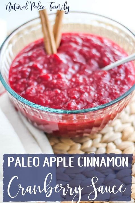 If you’re looking for a healthier way to enjoy your family’s Thanksgiving feast, then look no further than this apple cinnamon Paleo cranberry sauce.  The perfect blend of tart and sweet, it will be a new tradition for your family to look forward to! Paleo Cranberry Sauce, Paleo Holiday Recipes, Sugar Free Cranberry Sauce, Paleo Sauces, Paleo Thanksgiving, Paleo Side Dishes, Pear Ginger, Spiced Drinks, Paleo Recipe