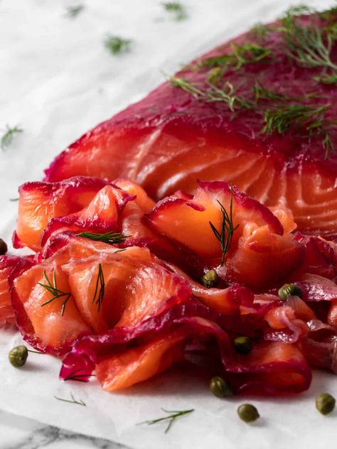 Beet Cured Salmon Recipe, Beetroot Cured Salmon Recipe, Beet Gravlax Salmon, Beetroot Gravlax Salmon, Beet Cured Salmon, Salmon Gravlax Recipe, Gravlax Salmon, Beetroot Cured Salmon, Goodful Recipes